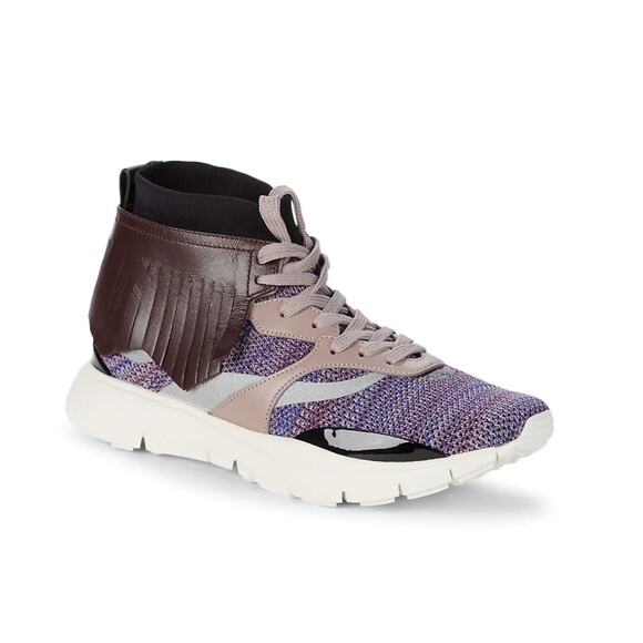 Valentino Garavani Colorblock & Leather Fringe-Trim Sneakers 41 (8 US) NIB $945